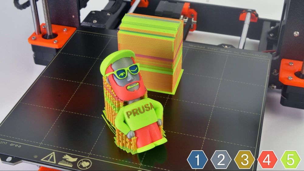 Пример печати 3D-принтера Original Prusa I3, снабженного MMU
