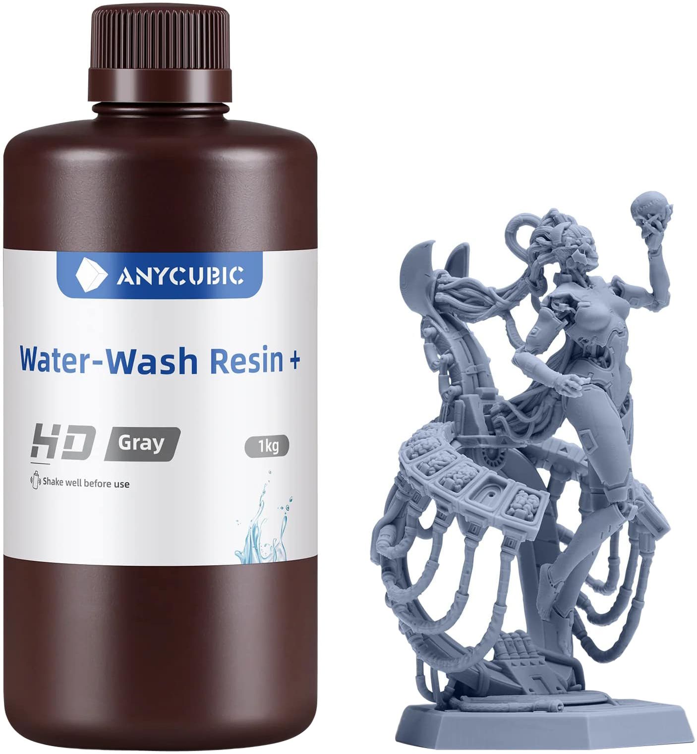 Фотополимер Anycubic Water-Wash Resin+ HD серый 1 кг