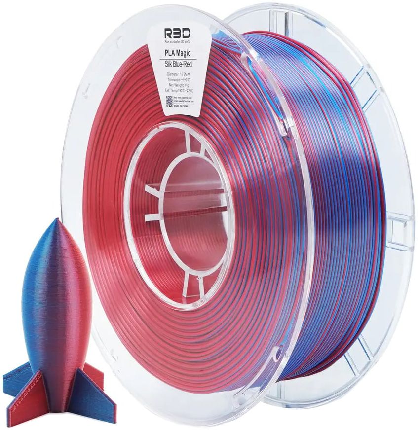 Изделия из PLA Magic Silk пластика R3D 1,75 мм красно-синий 1 кг