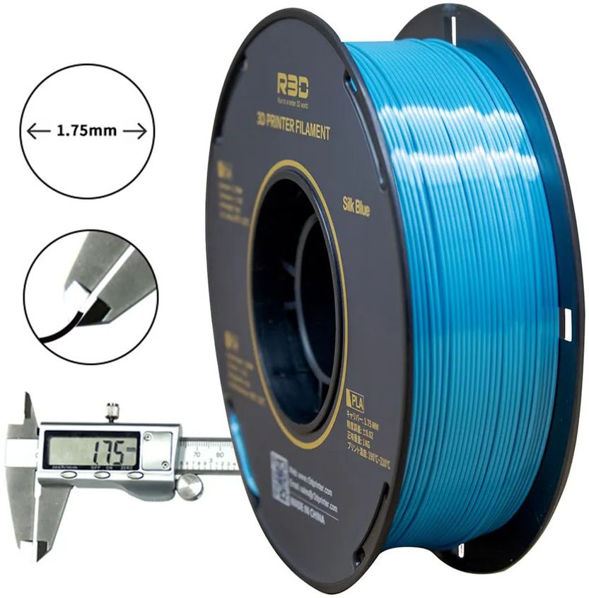 PLA Silk пластик R3D 1,75 мм синий 1 кг