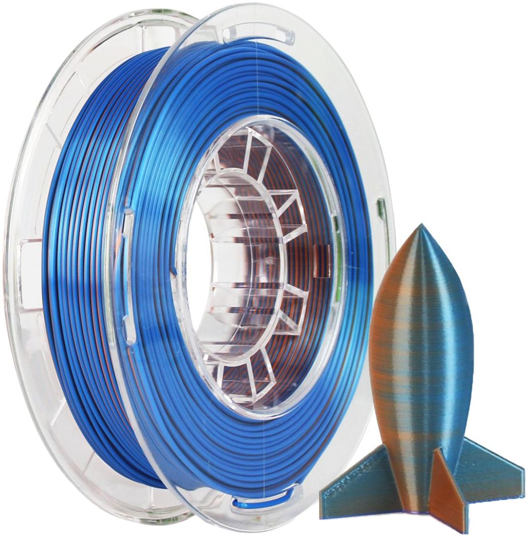 PLA Silk пластик Solidfilament 1,75 мм Оранжево-синий 0,25 кг