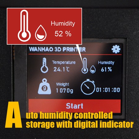 контроль влажности с индикатором у сушилки Wanhao Boxman-2