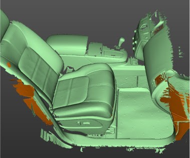 3D сканирование черного сиденья автомобиля при помощи 3D сканера: Scanform HR12L5